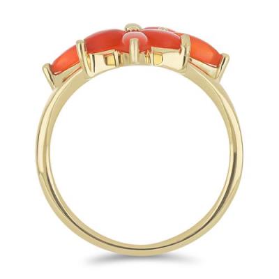 BUY 925 SILVER NATURAL ORANGE ETHIOPIAN OPAL GEMSTONE FLORAL RING 